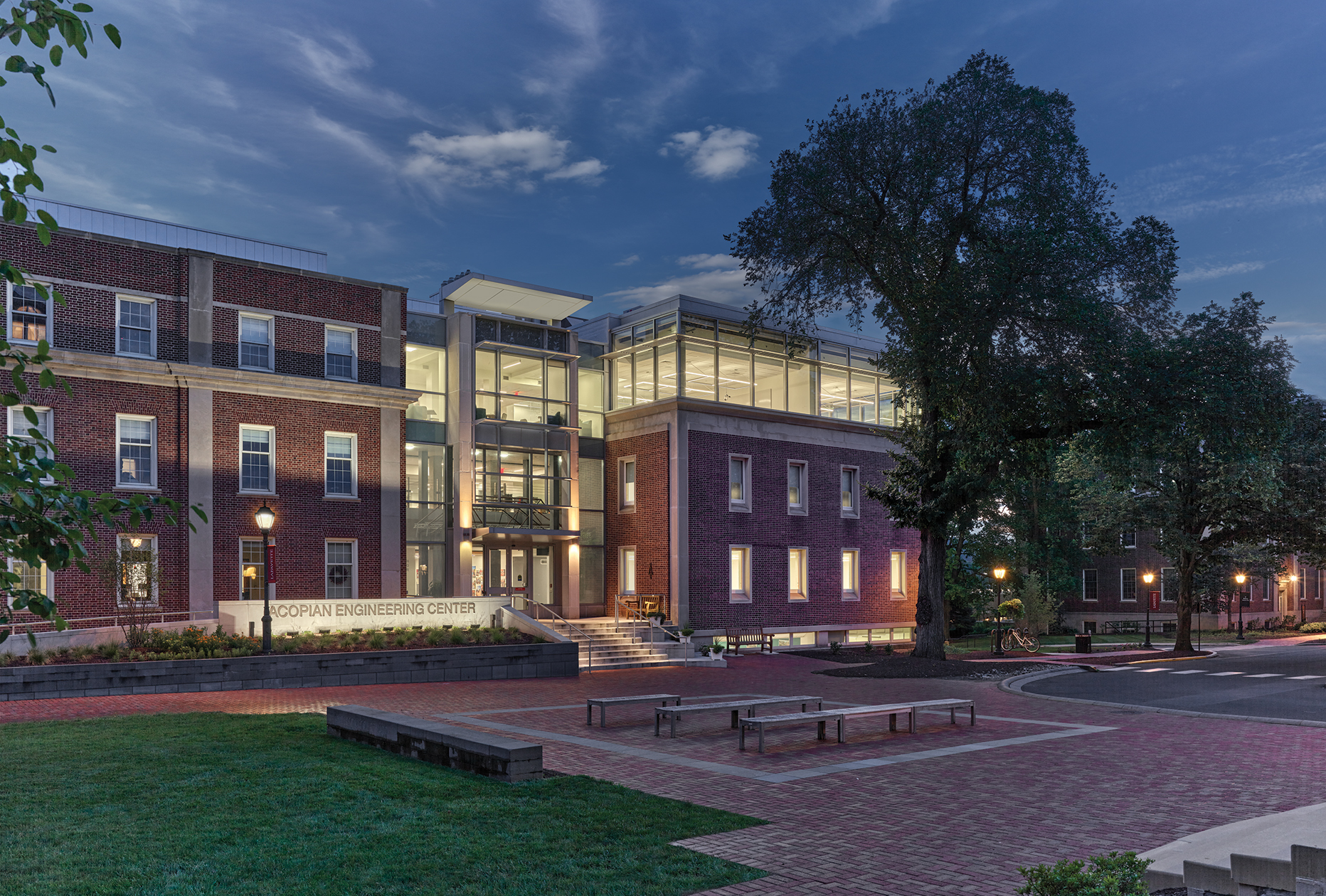 Blackney Hayes Lafayette College Acopian Engineering Center Exterior View at Dusk