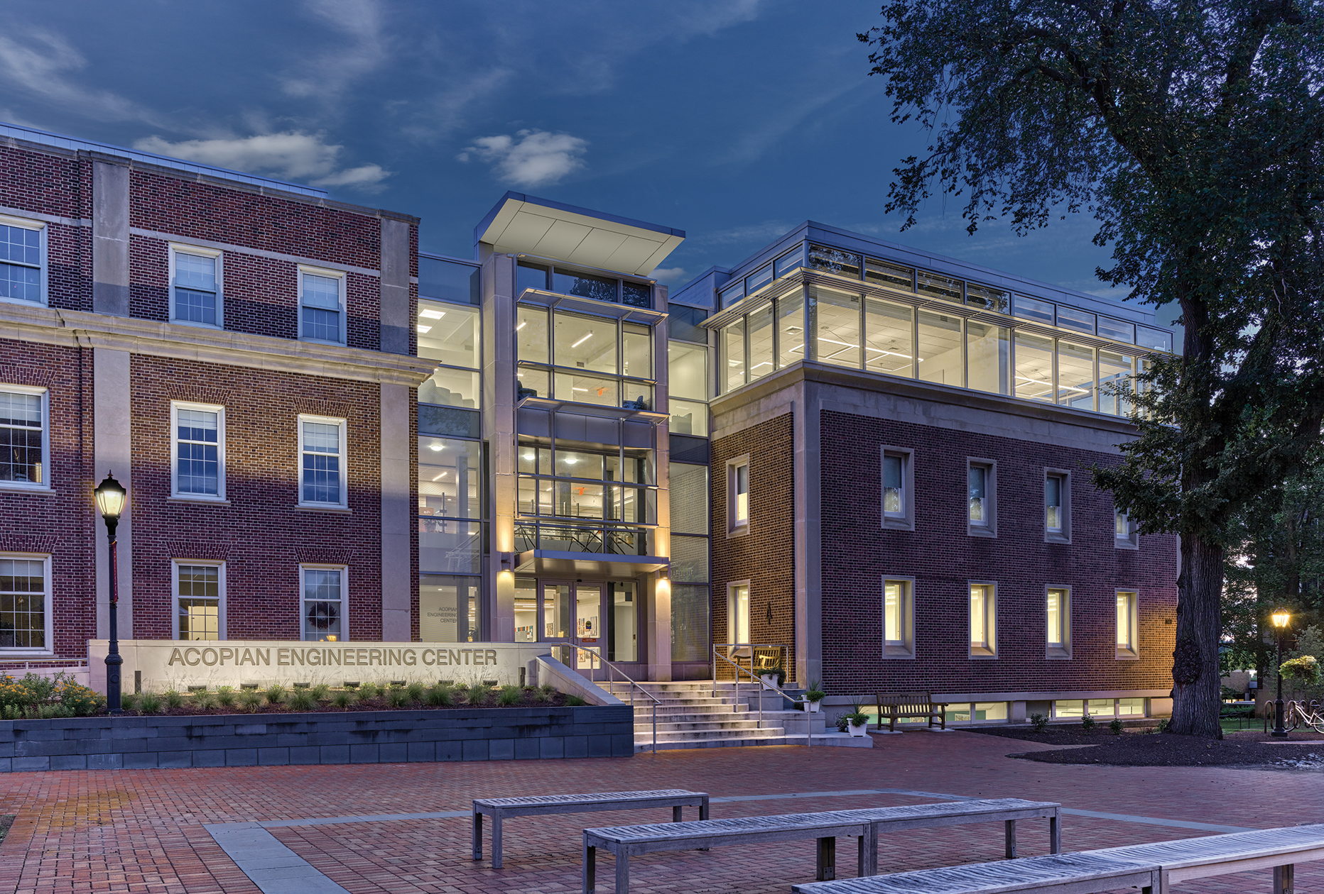 Blackney Hayes Lafayette College Acopian Engineering Center Exterior View with Plaza