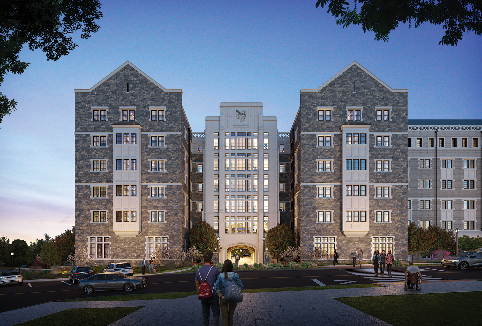 Blackney Hayes Saint Joseph's University New Residence Hall Exterior View at Dusk